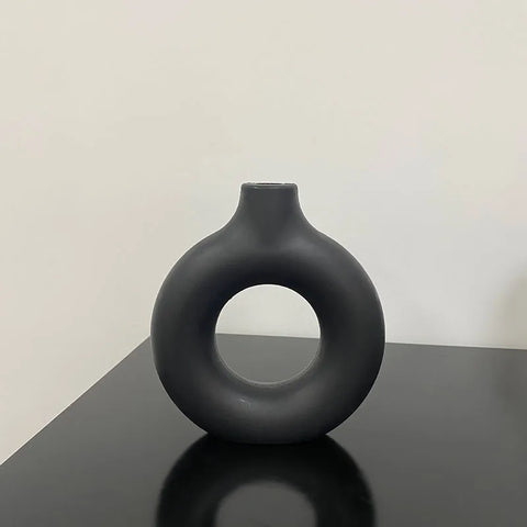 Simple Plastic Vase Donut Shape Single Flower Pot Home Living Room Decoration Table Ornaments Circle Flower Arrangement Vase